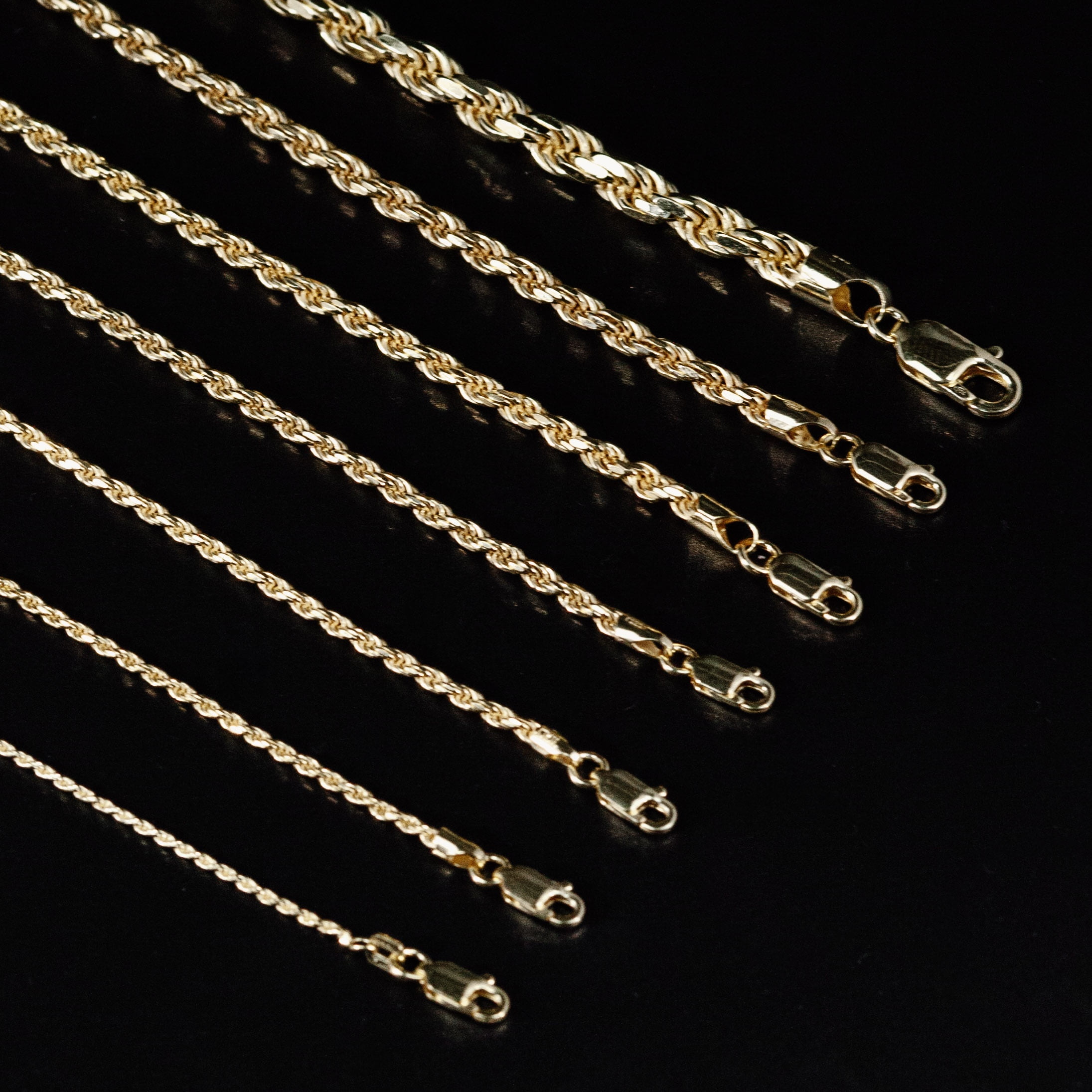Mens 14K Gold Plated 2.5MM Sterling Silver Diamond-Cut Rope Chain Necklace, Solid 925 Italy, Next Level Jewelry