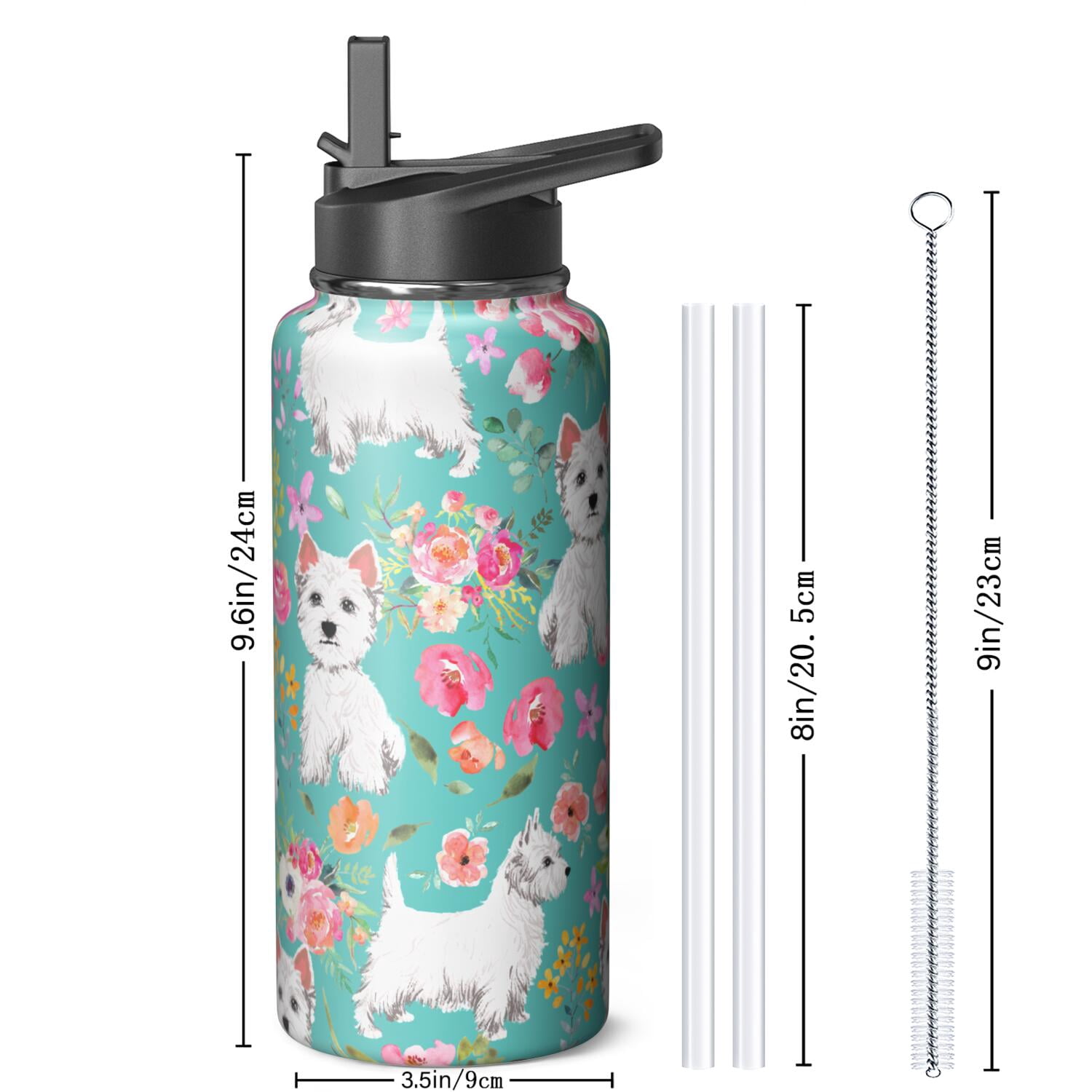 32oz Dog Themed Stainless Steel Dog Water Bottle Camping & Hiking Sports Vacuum Insulated Leak Proof Hot Cold