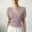 Pink, variant on Womens V Neck Wrap Top Double Breasted Button Waist Slim Fit Short Sleeve Shirt Summer Casual Ribbed Blouse