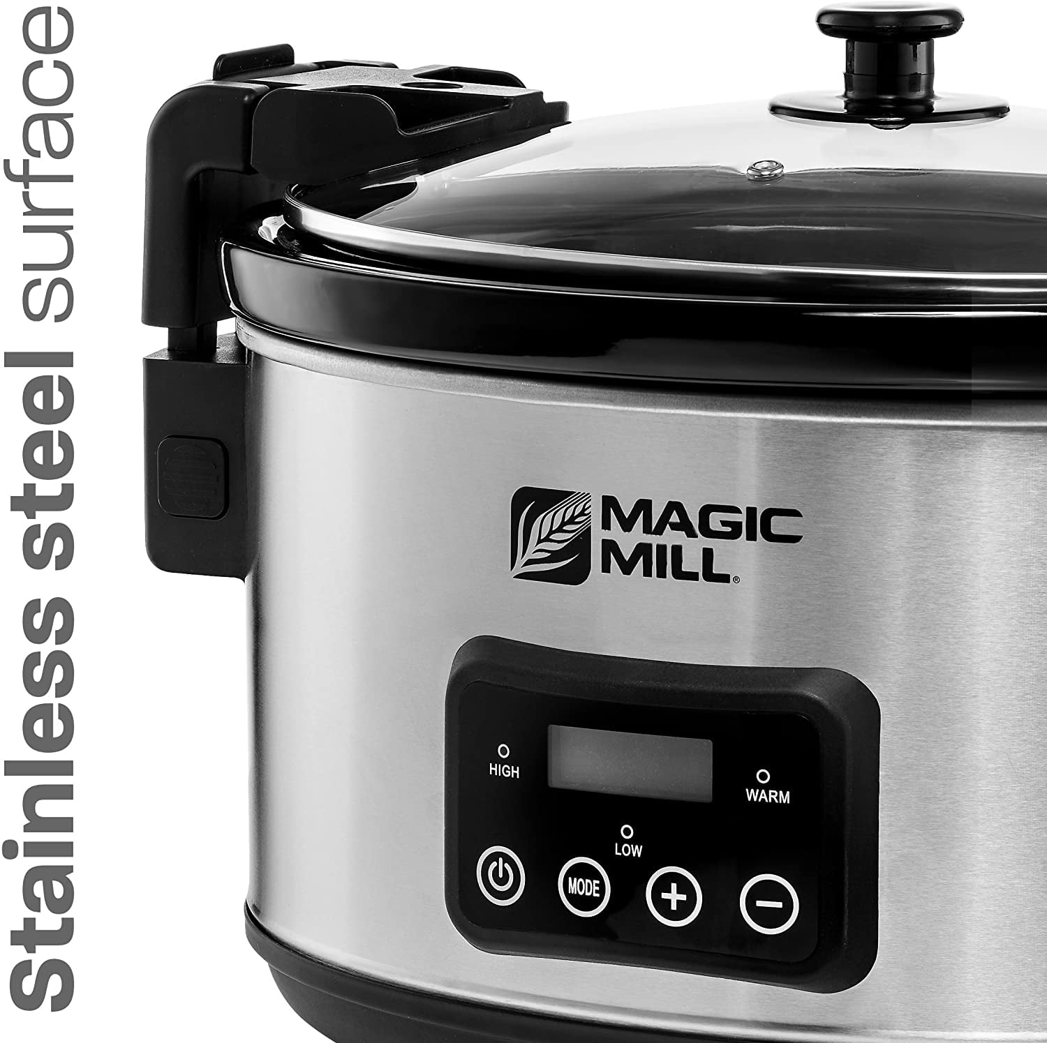 MAGIC MILL 5 QT GRAY SLOW COOKER WITH FLAT GLASS COVER AND COOL TOUCH  HANDLES MODEL# MSC530