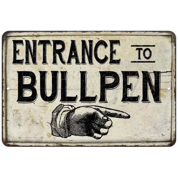 Entrance to Bullpen Vintage Look Chic 8 x 12 High Gloss Metal 208120020153