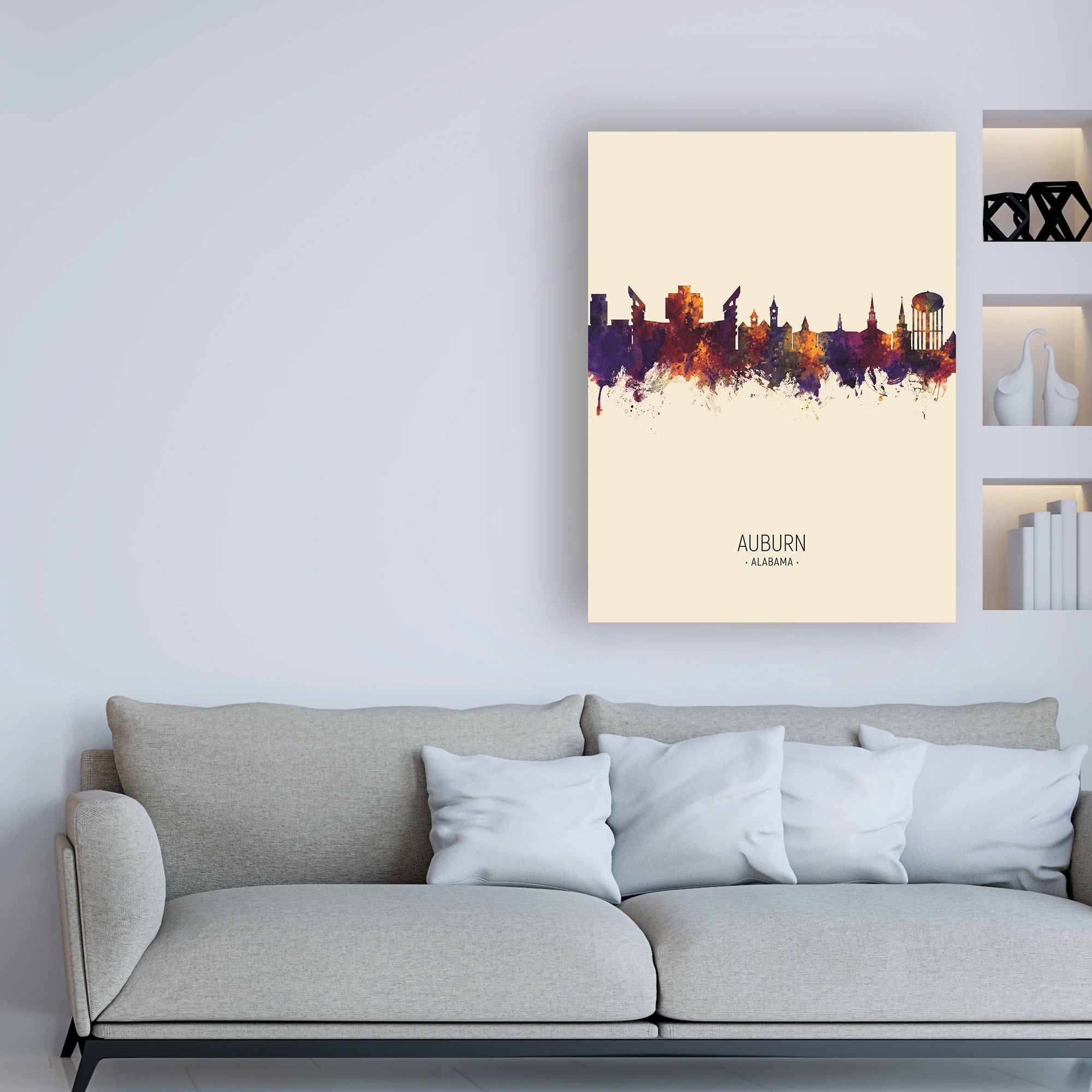 Trademark Fine Art 'Auburn Alabama Skyline Portrait III' Canvas Art by Michael Tompsett