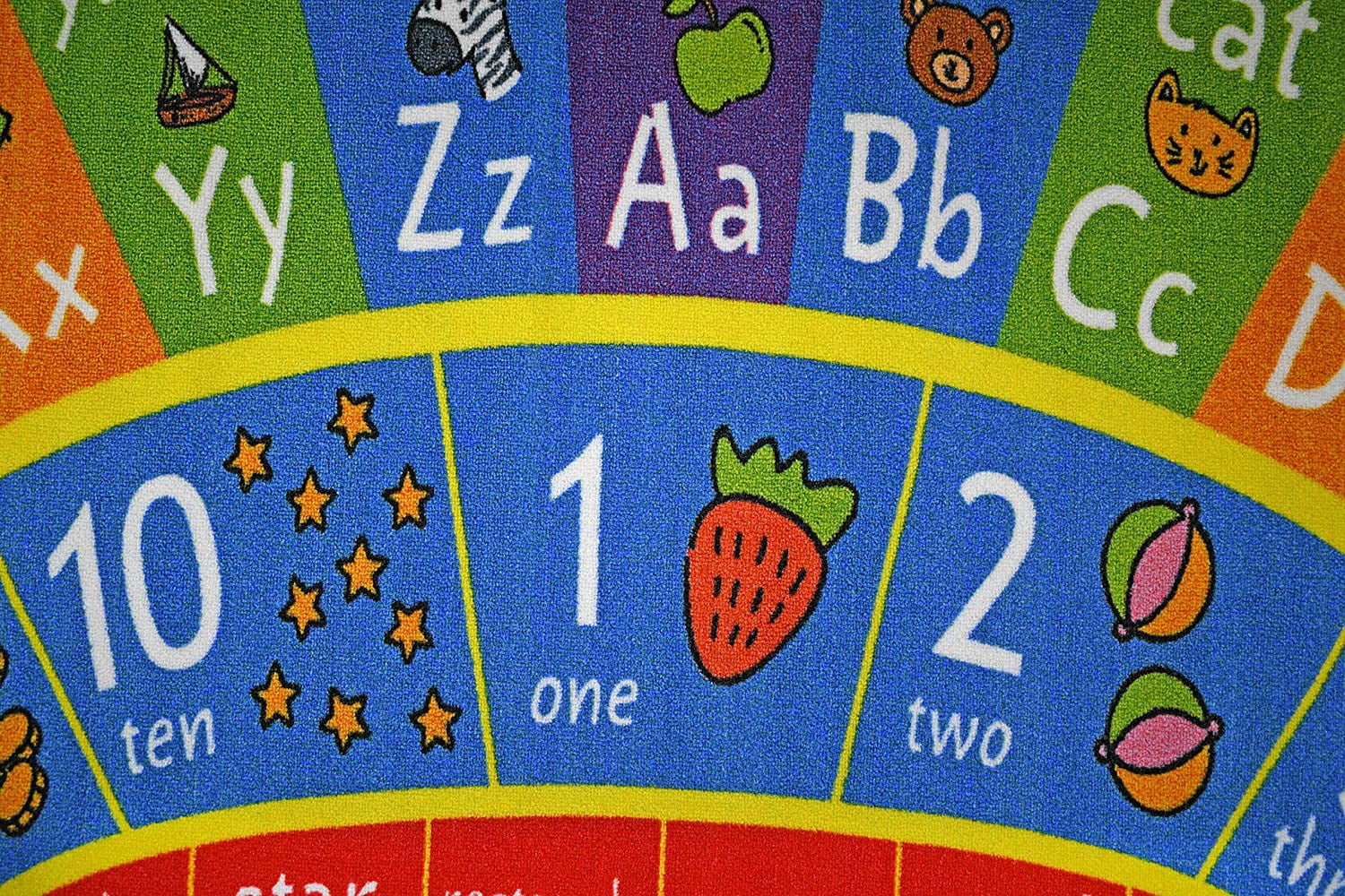 KC Cubs Playtime Collection ABC Alphabet, Numbers and Shapes Educational Learning & Game Area Oval Rug Carpet for Kids and Children Bedrooms and Playroom