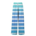 thumbnail image 5 of FUNUONY Flowy Wide Leg Palazzo Pants for Women - High Waist Casual Beach Lounge Stripe Pants Loose Dress Pants Stretchy Trousers Dress Pants Petite Wide Leg Summer Beach Casual Trousers Light Blue L, 5 of 5