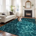 thumbnail image 2 of Teal Green Ocean Waves Area Rugs 6'x9', Washable Small Throw Rugs for Kitchen Dining room, Red Boat Coastal Indoor Outdoor Rug Non-Slip Low Pile Carpet Runner Reversible Floor Mats, 2 of 8