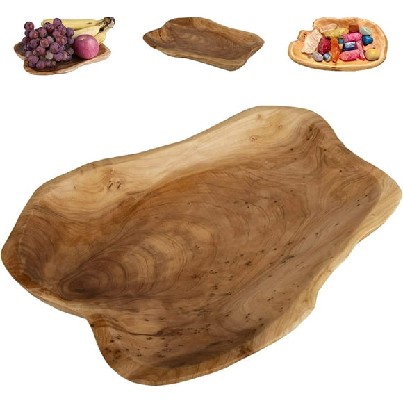 ORUYROP Hurricom Root Wood Dish,Vintage Ring Dish Hand Carved Artworks-11-12 inch,Oval Shape Party Platter and Tray for Sandwich Bread Serving, Appetizer Display,