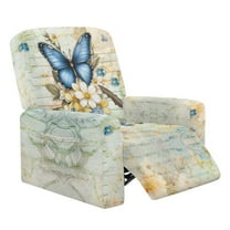 Xoenoiee Butterfly Daisy Print Recliner Chair Covers Heavy Duty 4 Pieces Lazy Boy Recliner Cover for Recliner Chair, Washable Recliner Slipcovers for Pets Kids