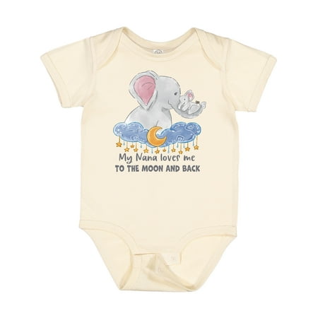 

Inktastic My Nana Loves Me to the Moon and Back Elephant Family Gift Baby Boy or Baby Girl Bodysuit