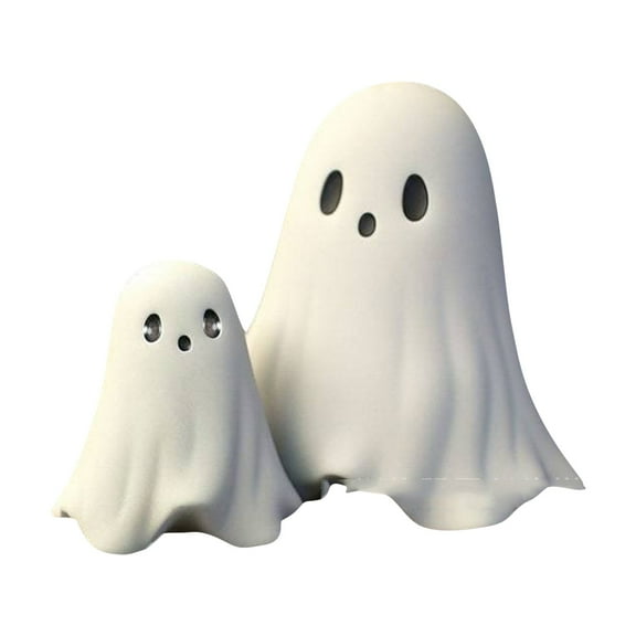Halloween Ghost Decor - Set of 2 Spooky Resin Ghost Figurines, Cute Finger-Sized Ghost Ornaments for Indoor, Porch & Desk Decorations