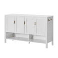 thumbnail image 5 of Hassch 55.1 Inch Buffet Cabinet with Storage, Farmhouse Sideboard with 4 Doors, Coffee Bar Cabinet with Adjustable Shelves, Cupboard for Kitchen, Living Room, White, 5 of 10