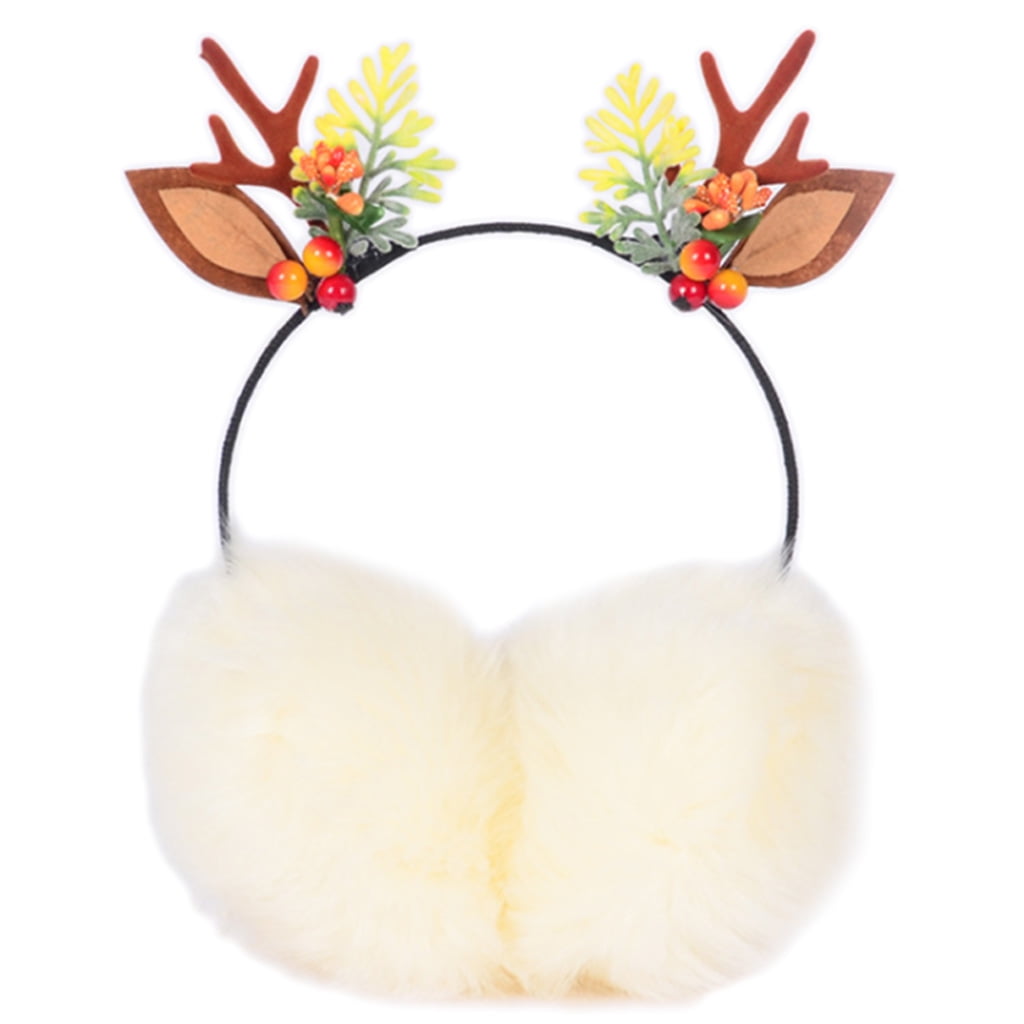 Reindeer Earmuff Buckhorn Ear Muffs for Kids Women Teenager Girls Cute