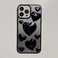 thumbnail image 2 of Compatible with iPhone 14 Pro Max Bling Case Glitter 3D Love Heart Electroplating Glossy Gradient Shiny Clear Cute Luxury Fashion Unique Shockproof Protection Cover for Women Girls Black, 2 of 6