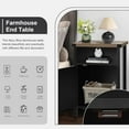 thumbnail image 2 of Farmhouse Nightstand Set of 2, Rustic End Table with Storage Cabinet and Shelf, End Table Set of 2 for Bedroom Living Room, Wood Night Stand Side Table, Black, 2 of 7