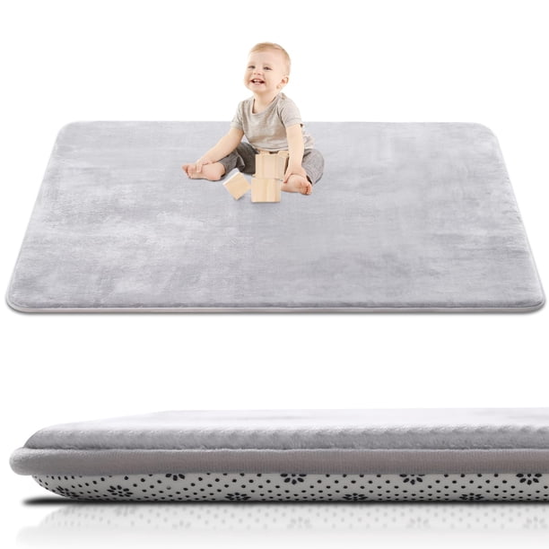 Alfombra de Juego para Bebé SEPARO 188x127 cm Gruesa Antideslizante Gris