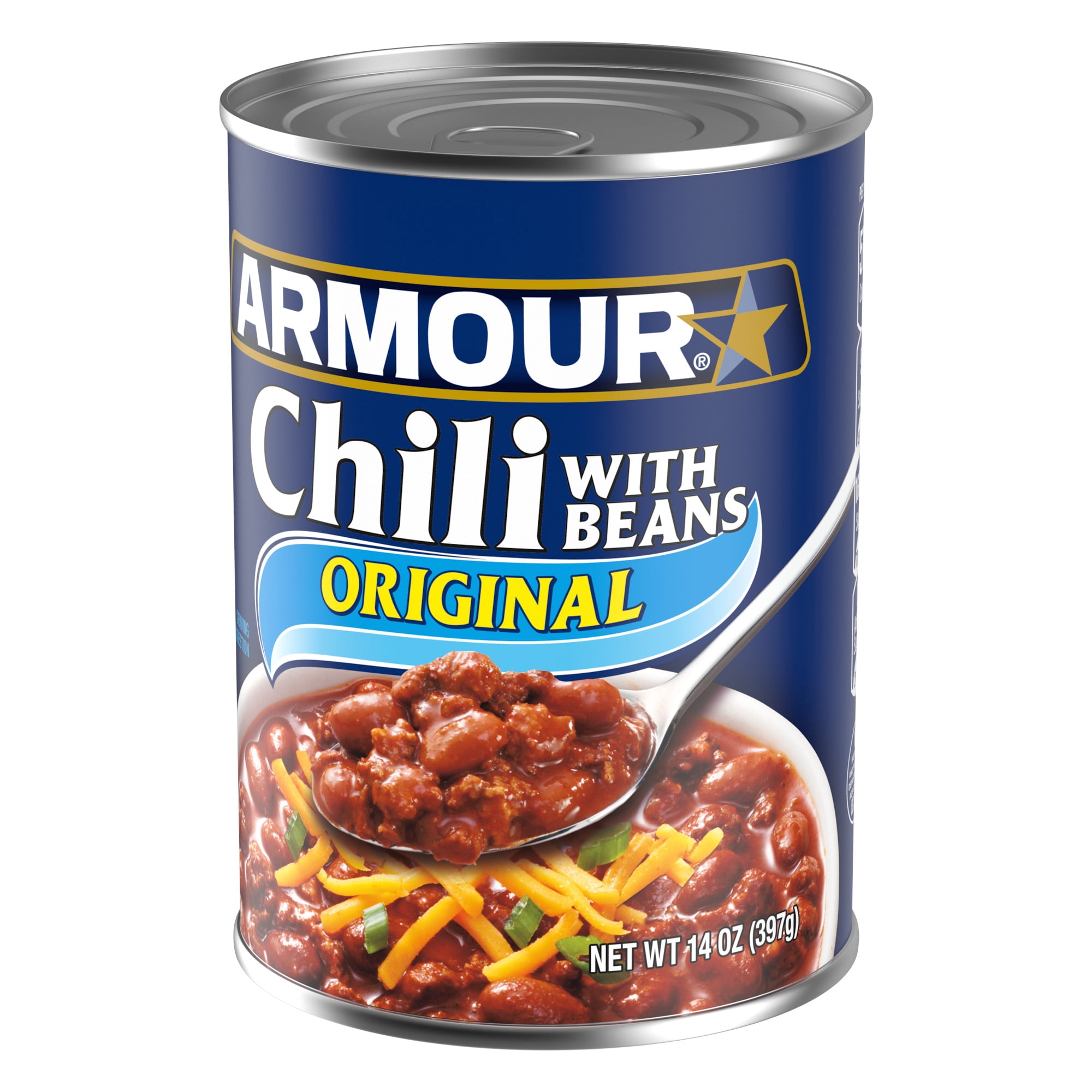 (2 pack) Armour Star Chili with Beans, 22g Protein Per Serving, Canned Food, 14 oz Can