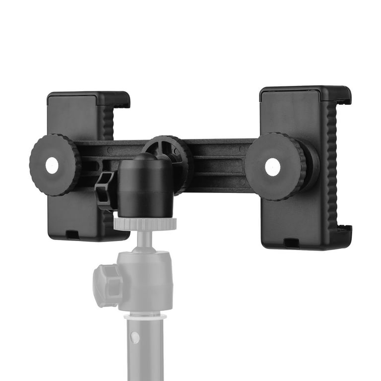 Double Phone Holder Tripod Mount Adapter Horizontal Vertical for Phone  Selfie Video Live Streaming Chatting