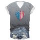 thumbnail image 2 of Fiudx Ofertas Relámpago Top de Manga Corta con Cuello En V Estampado Del Día de La Independencia Degradado para Mujer Top/Camisa de Manga Corta con Cuello En V, 2 of 3