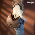 thumbnail image 4 of Wrangler Hobo Bags Large Crossbody Bags for Women Shoulder Purses with Striped Cotton Straps, Dark khaki, 4 of 7