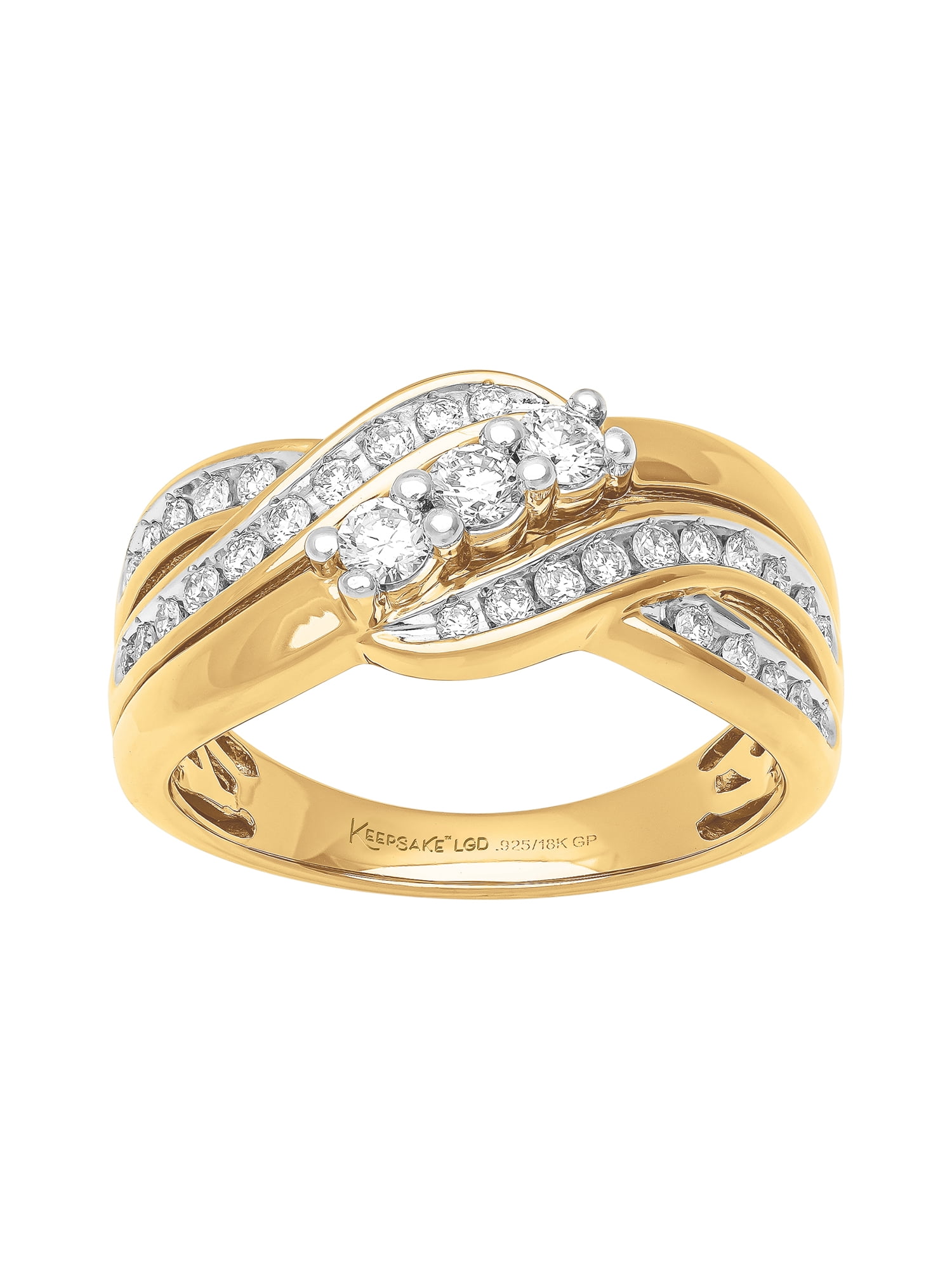 1/2 Carat TW Lab-Grown Diamond Women's 18k Yellow Gold-Plated Sterling Silver "Amore" Anniversary Band