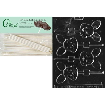 - Cybrtrayd Baby Bunny Pop Easter Chocolate Candy Mold with 50 4.5-Inch Lollipop Sticks