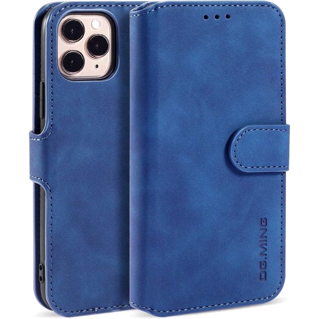 Étui pour iPhone 13 Pro, Type Notebook Populaire Rétro en Cuir Véritable Miroir de Maquillage Charge Sans Fil Luxe Protection Complète, Deux Couches Structure Fente pour Carte, Amplificateur-Noir