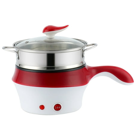 

HOMEMAXS Double-layer Cooking Pot Small Electric Pot Multifunctional Steam Pot Non-stick Stockpot Steamer Cooking Boiler (Claret UK Plug)