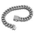 thumbnail image 5 of EOEMY 6-14mm Men Women Gold Tone Solid Stainless Steel Miami Curb Link Chain Bracelet-Silver-10mm-8Inch Or 20.5Cm, 5 of 7