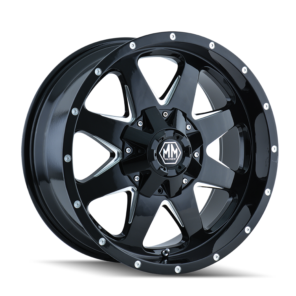 17" Inch 5x5/5.5 4 Wheels Rims MAYHEM TANK 8040 17x9 +18mm BLACK MILLED