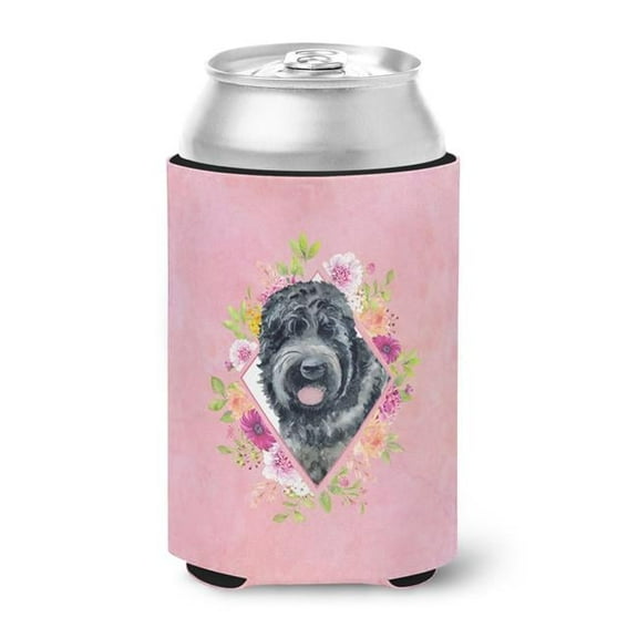 Russian Black Terrier Pink Flowers Can or Bottle Hugger