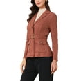 thumbnail image 4 of Blazer de trabajo de manga larga con cinturón de ante sintético para mujer Inspire Chic M Caramelo, 4 of 5