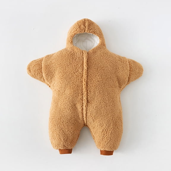 Trikvn Baby Star Shape Bunting Bag Winter Warm Fleece Snowsuit Hooded Romper Thick Outerwear Jumpsuit for Newborn Infants
