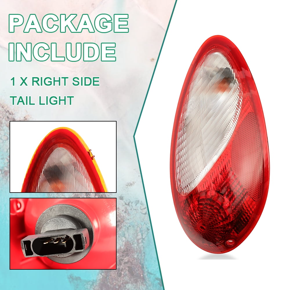 Kojem Right Tail Light for 2006-2010 Chrysler PT Cruiser Replace for 5116222AB w/ Bulbs Halogen Lamp Passager Side