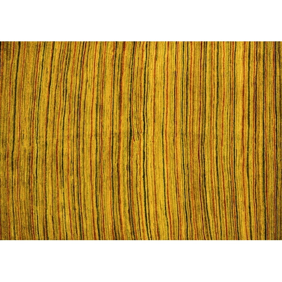 Ahgly Company Machine Washable Indoor Rectangle Abstract Yellow Modern Area Rugs, 5' x 8'