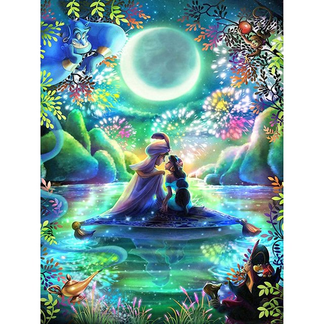 Taladro de pintura de diamante (DB1995) 5D DIY Moon Princess Kit de imagen de mosaico redondo completo 45x60cm FLhrweasw Nuevo