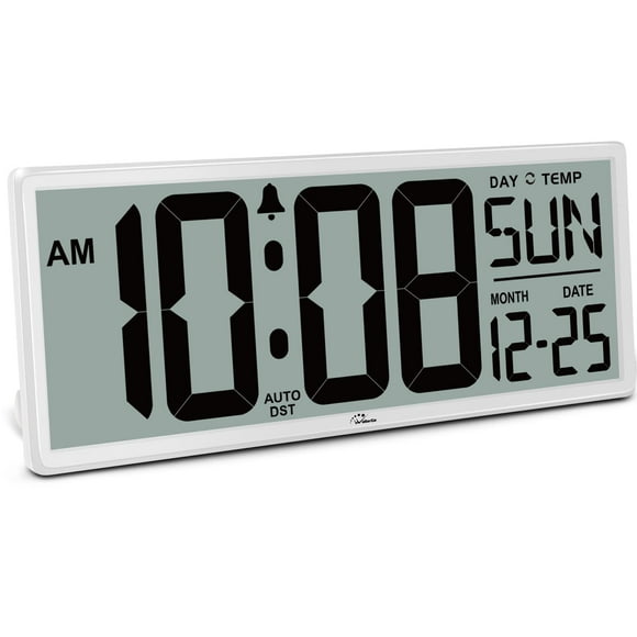 Reloj de pared digital WalLarge de 14.5 pulgadas con temperatura y fecha
