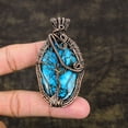 thumbnail image 2 of Natural Tibetan Turquoise Gemstone Copper Wire Wrap Gift Pendant 2.76", 2 of 5