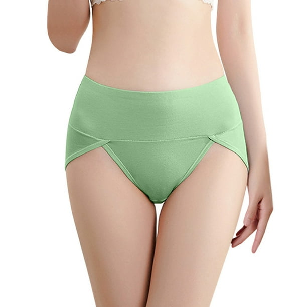 Gibobby Braguitas Slim Fit Bragas cintura media en 3D color sólido abdominal tamaño algodón para mujer (Verde, XL)