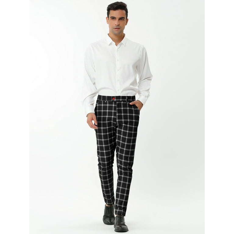 Black and white checkered dress pants best sale