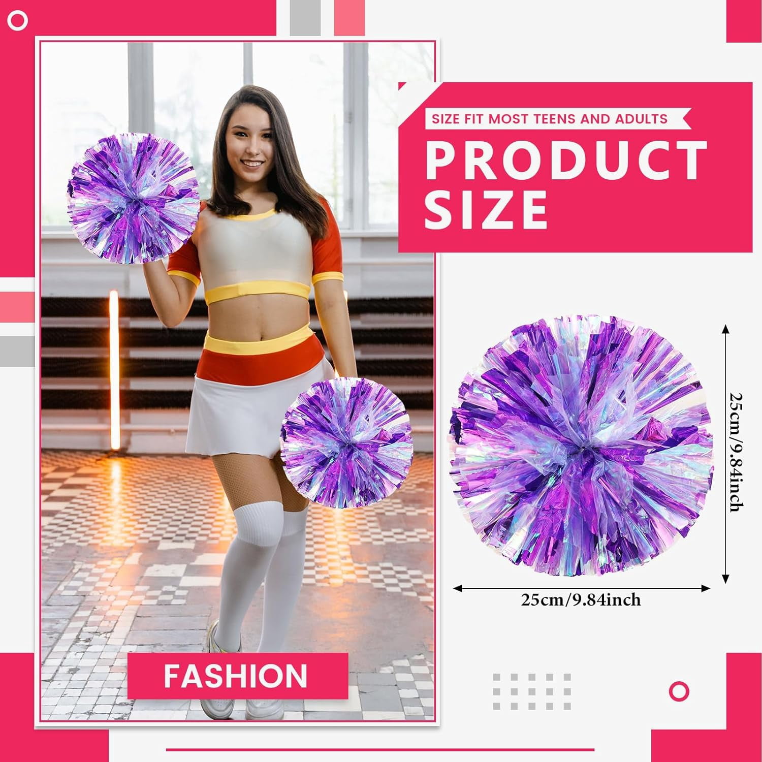12 Pack Cheerleading pom poms,Cheer pom poms Sports Dance Cheer Plastic Pom Poms Cheerleading for Sports Team Spirit Cheering (Colorful+Blue)