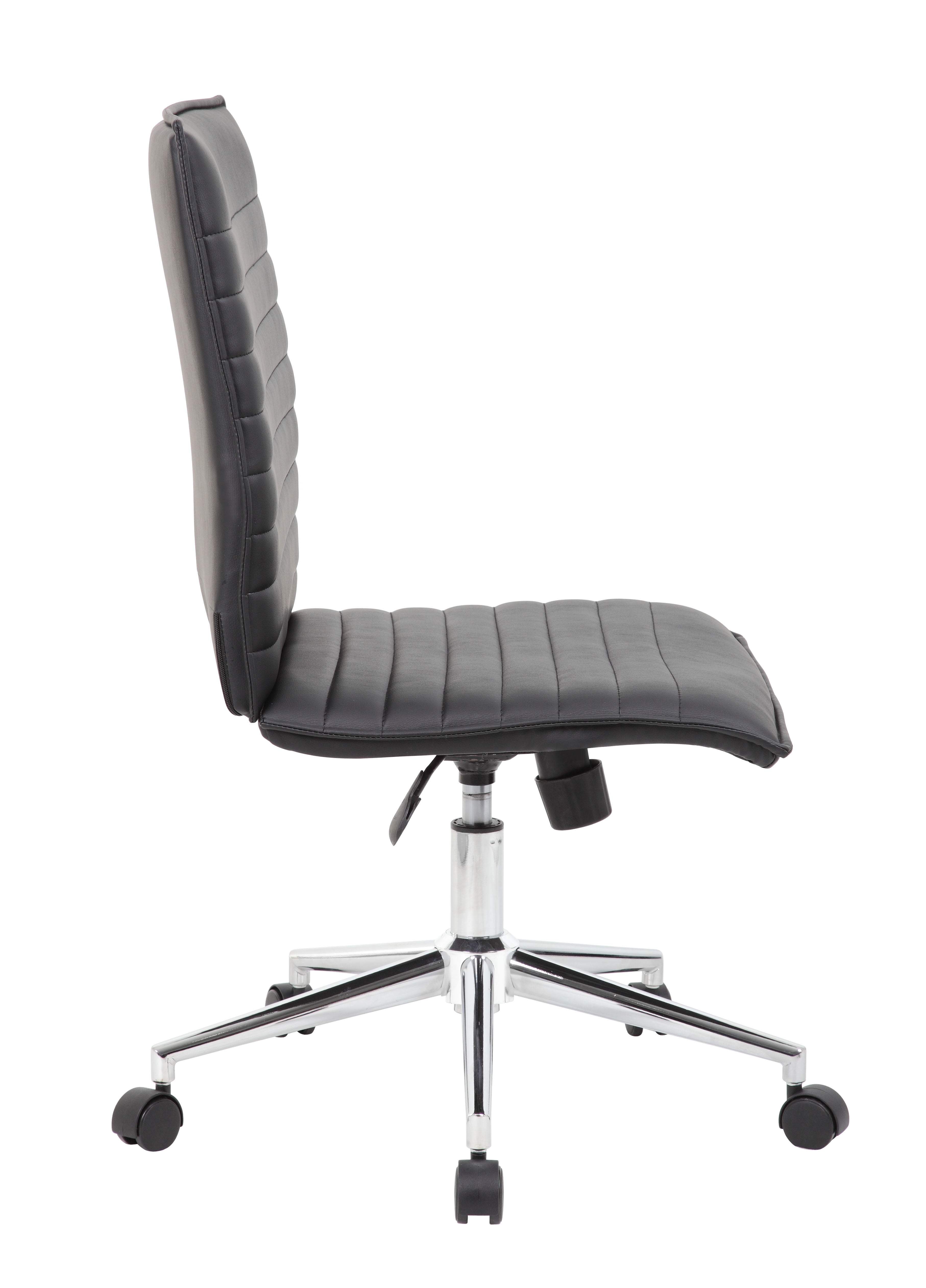 Boss Office Products Vinyl Armless Hospitality Task Chair with Casters, Black