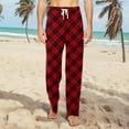 thumbnail image 2 of JGNGSHN Men’s Plaid Cotton Pajamas, Soft Lounge Pants with Elastic Waistband, Straight Leg Sleep Bottoms with Drawstring Tie, 2 of 8