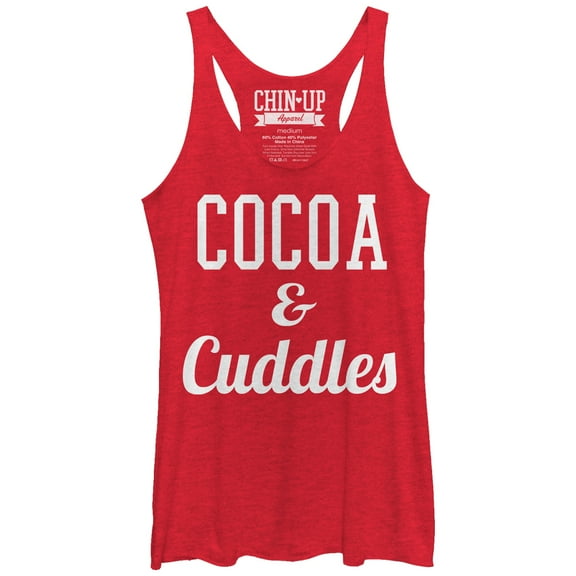 Women's CHIN UP Cocoa and Cuddles Racerback Tank Top Red Heather X Large