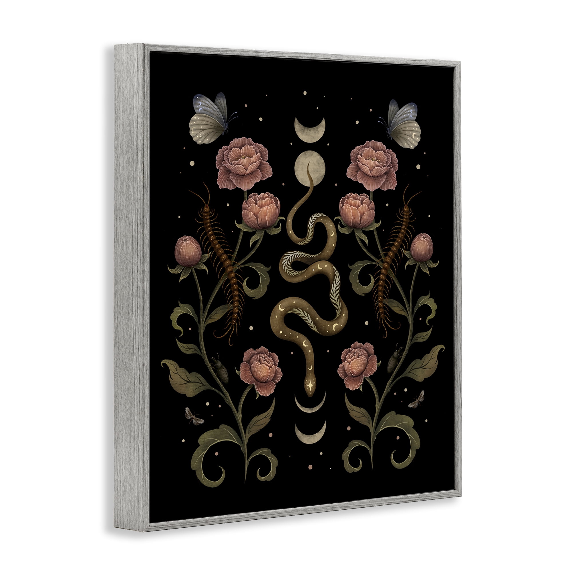 Stupell Industries Serpentine Garden Symmetry Gray Framed Giclee Art, design by Episodic Drawings