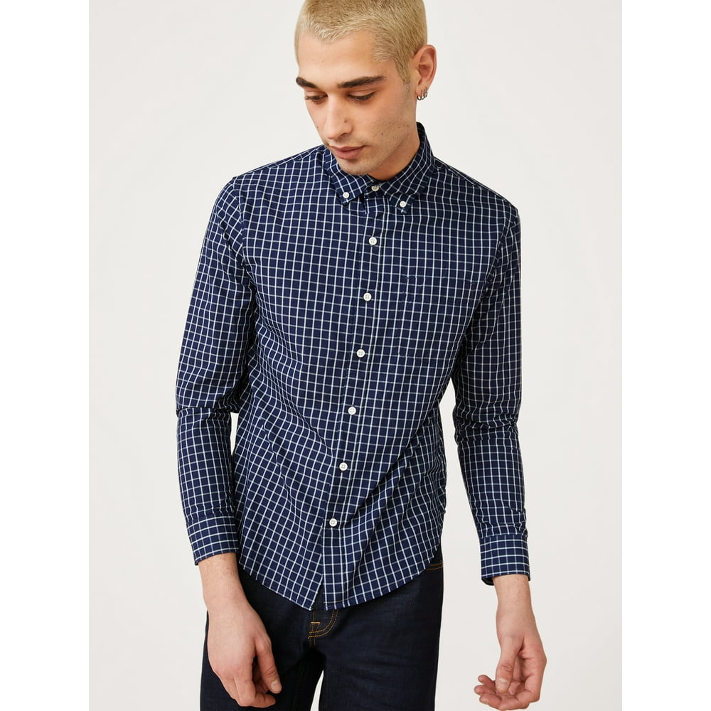 Free Assembly - Free Assembly Men's Indigo Button Down Long Sleeve ...
