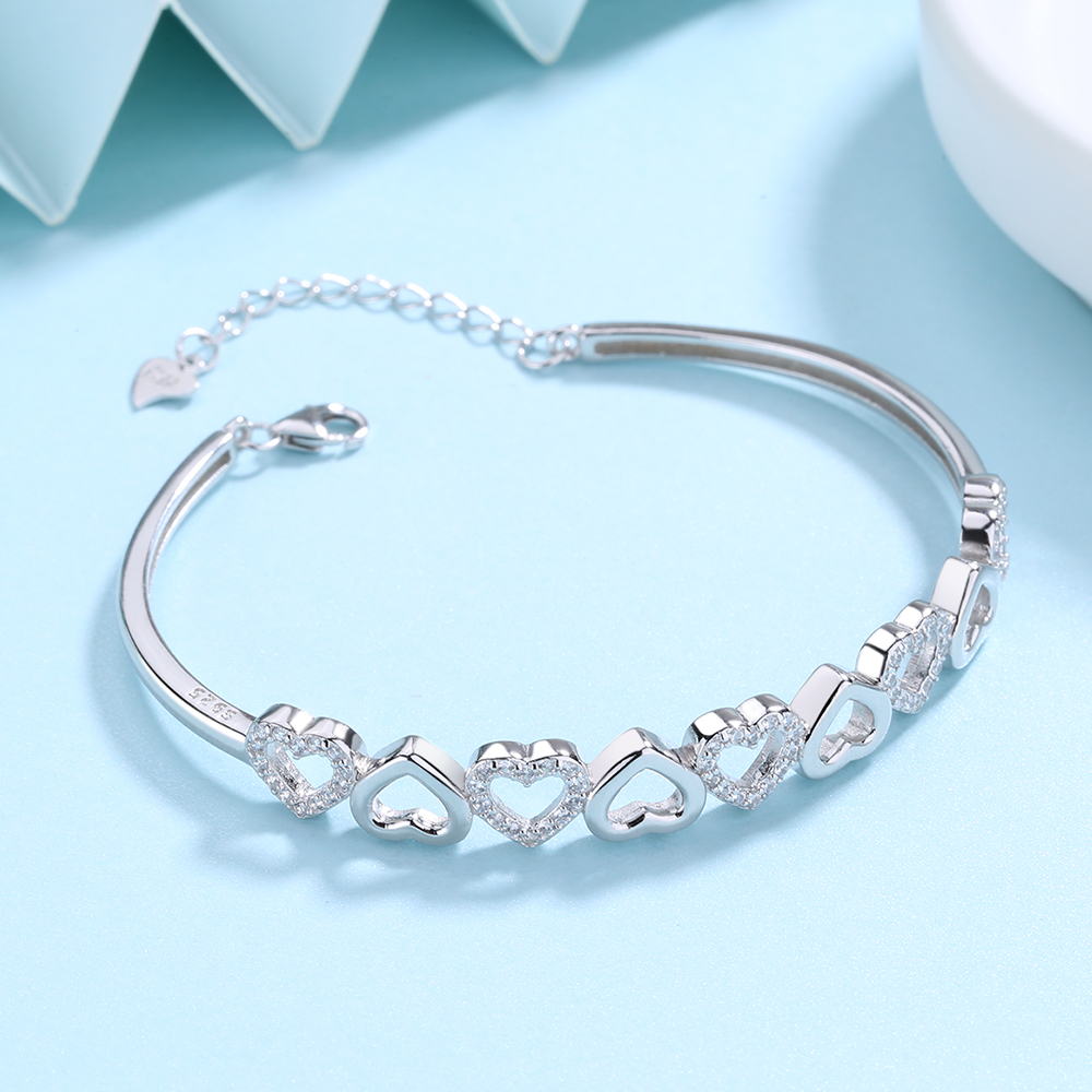 Amy & Annette 14K White Gold Heart Bangle Bracelet photo 4