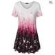 thumbnail image 1 of Camiseta de mujer Blusa informal con estampado degradado Vestido suelto con cuello en V, Rojo, XL Methold AP001902-28, 1 of 5
