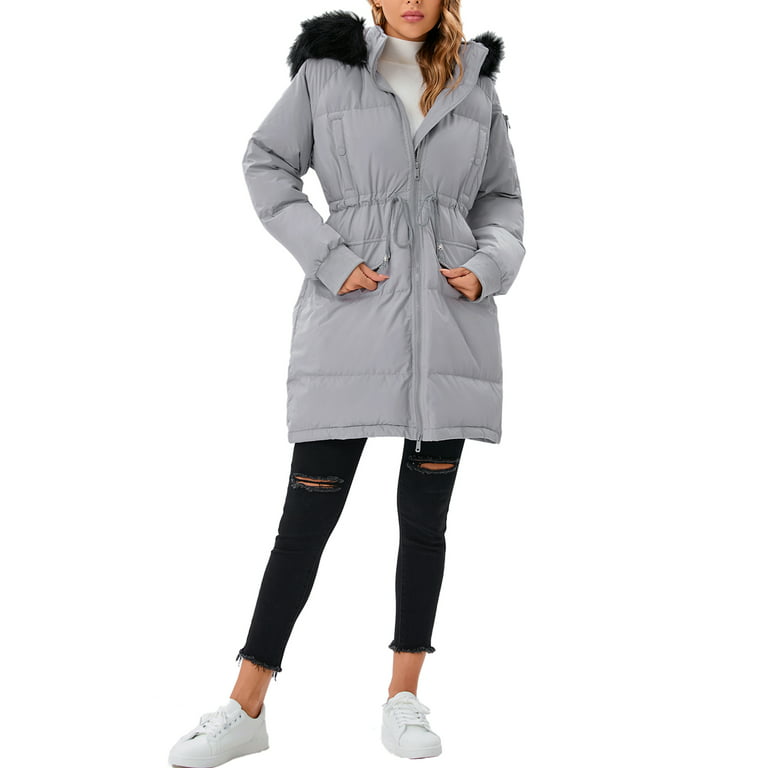 Women's Plus Size Winter Down Thickened Puffer Jacket Coat with Removable  Faux Fur Hood Collar Long Heavy Puffer Jacket Outdoor Plus Size Winter  Coats