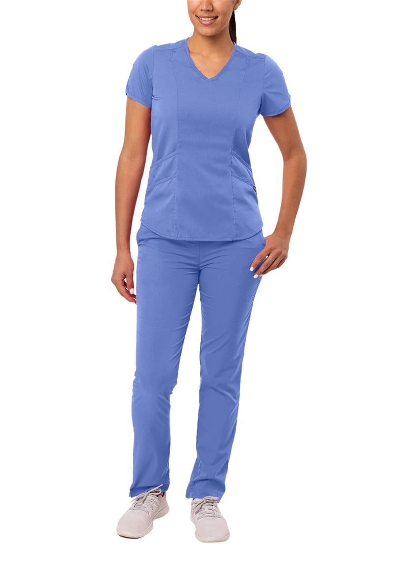 Adar Pro Core Classic Scrub Set For Women Tailored VNeck Scrub Top