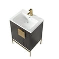 thumbnail image 4 of Fine Fixtures - Modern Black 24" Bathroom Vanity Set, Satin Brass Hardware, Vitreous China Sink Top, 4 of 5