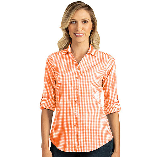 orange gingham shirt women